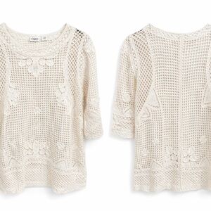 Cato Women's Ivory Crochet Sweater